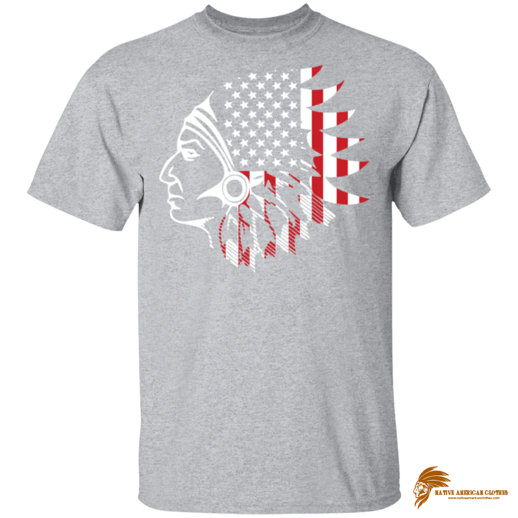 Traditional Men's Flag Native American T-Shirt G500 Gildan 5.3 oz ...
