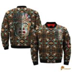 A Stylish Native Mandala Brown Bomber Jacket