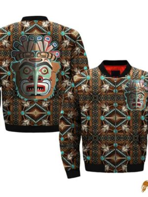 A Stylish Native Mandala Brown Bomber Jacket