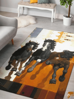 Artistic Design Horses Warrior Native American Pride Area Rug