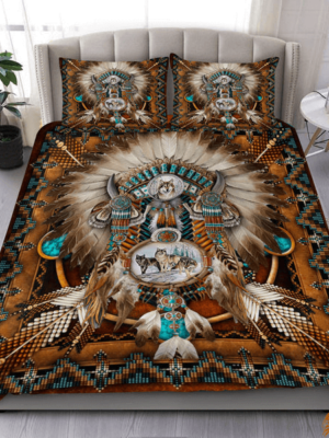 Bed Covers with Brown Wolf DreamCatcher Native American-inspired Design