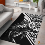 Black and White Patterned Native Bath Rug