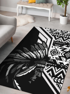 Black and White Patterned Native Bath Rug