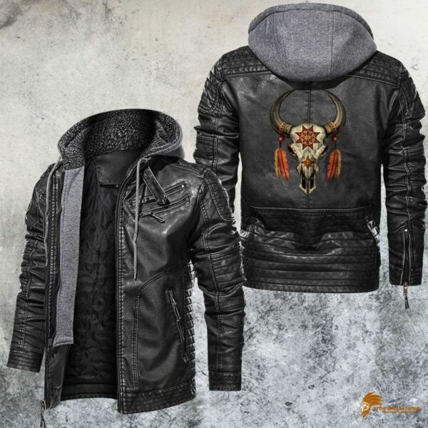 Black Buffalo Skull Men's Leather Jacket