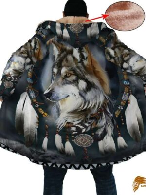 Black Dream Cloak with Native American Wolf Dreamcatcher