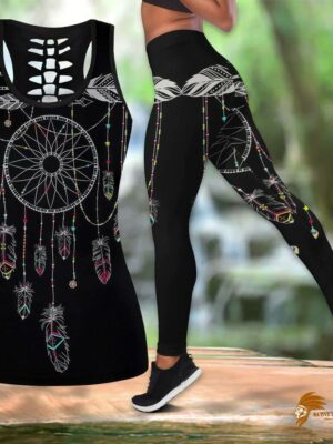 Black Native American Hollow Tanktop - Legging Set