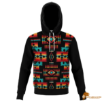 Black Plaid Native Tribes Pattern Native American All Over Hoodie