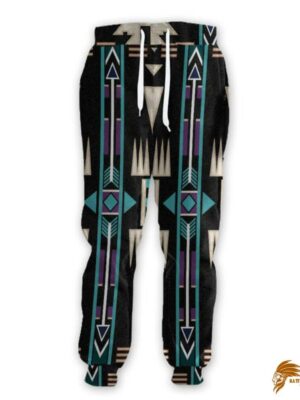 Black Teal Pattern Native Sweatpants