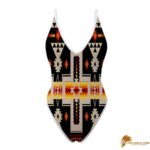 Black Tribe Design Native American Women’s One Piece High Cut Swimsuit SWINAT001