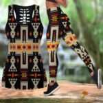 Black Tribe Design Native Tank Top and Legging Pattern Set