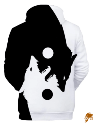 Black & White Yin Yang Wolf Native American All Over Hoodie