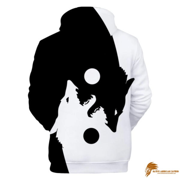 Black & White Yin Yang Wolf Native American All Over Hoodie