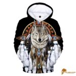 Black Wolf Feather Dreamcatcher Native American All Over Hoodie