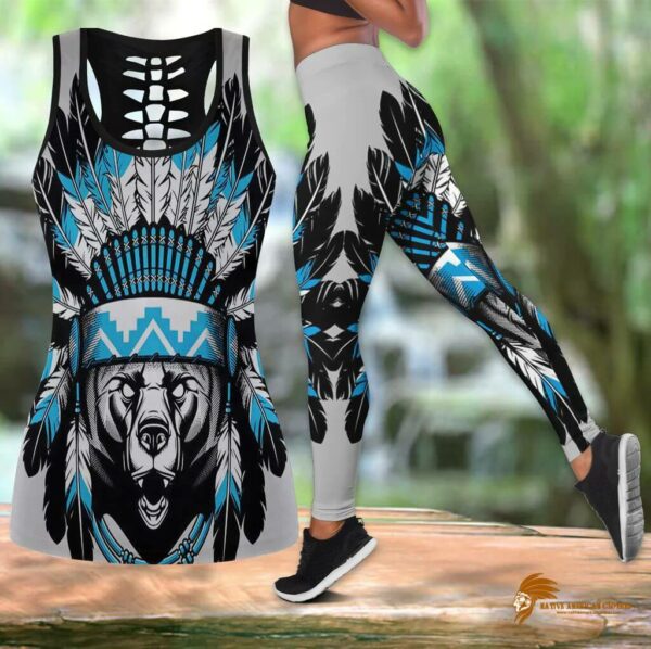 Blue Native American Hollow Tanktop - Legging Set For Sales