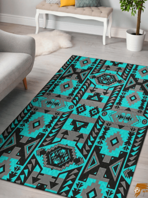 Blue Native Pattern Style Area Rug