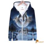 Blue Wolves Native American Zip-Up Hoodie