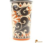 Brown Lisa Holt and Harlan Reano Pueblo Pottery Ceramic Travel Mug