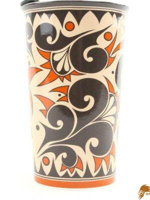 Brown Lisa Holt and Harlan Reano Pueblo Pottery Ceramic Travel Mug