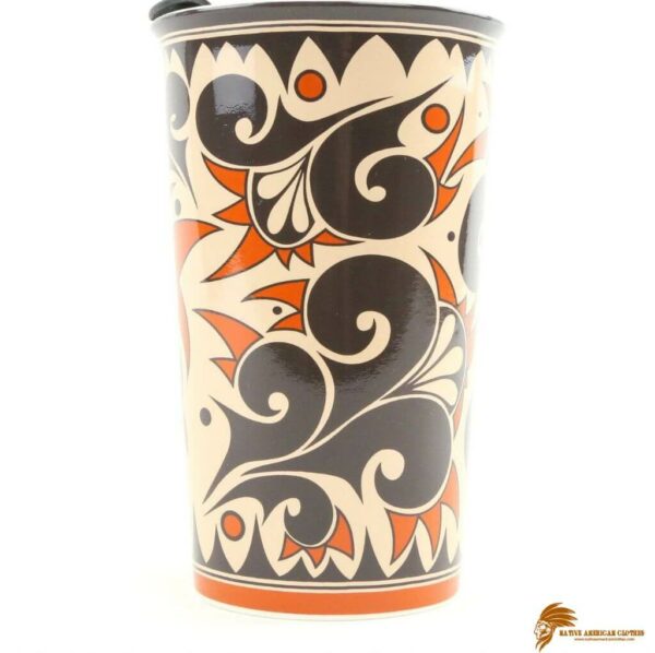 Brown Lisa Holt and Harlan Reano Pueblo Pottery Ceramic Travel Mug