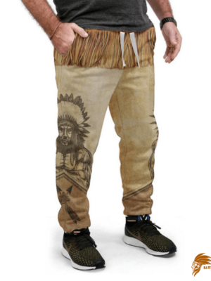 Brown Native Chief Style Sweatpants