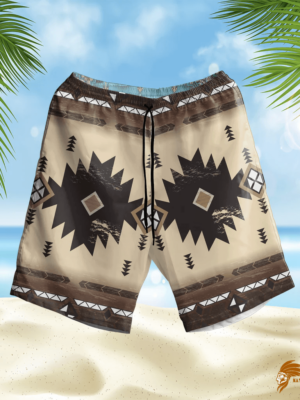 Brown SHONAT013 Pattern Native Hawaiian Shorts