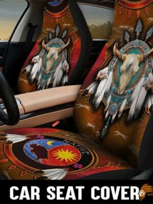 Brown Skull Native Car Seat Cover SEANAT018