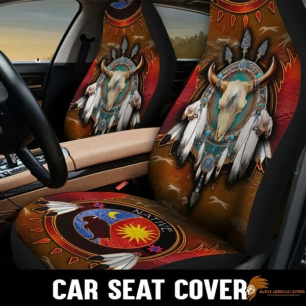 Brown Skull Native Car Seat Cover SEANAT018