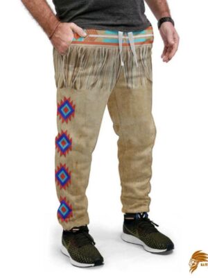 Brown Striped Pattern Native Sweatpants