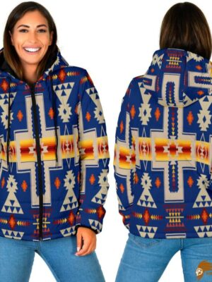 Checkered Navy Tribe Women's Padded Hood