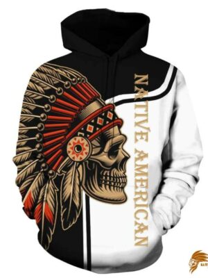 Chief Skull Native American All Over Indian Hoodie