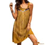 Classic Brown American Native Sleeveless Beach Dress