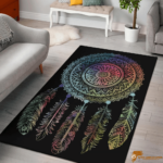 Colorful Native American Design Area Rug with Print and Symbols