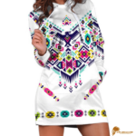 Colorful Sporty Native White Background Hoodie Dress