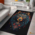 Colorful Wolf Art Pattern Native Inspired Area Rugs