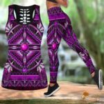 Dark Purple Native American Print Tank Top and Legging Set