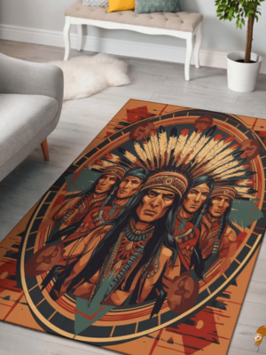 Design-Patterned Native Floor-Inspired Area Rugs