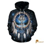 Dreamcatcher Galaxy Wolf Native American Zipper 3D Hoodie