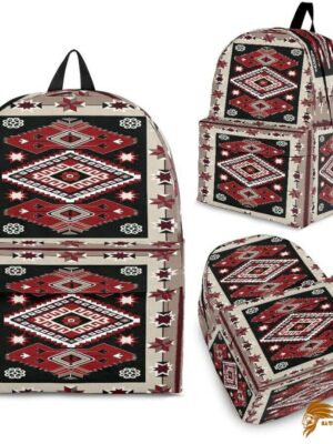 "Ethnic Red Gray Pattern Native American Backpack BACNAT016