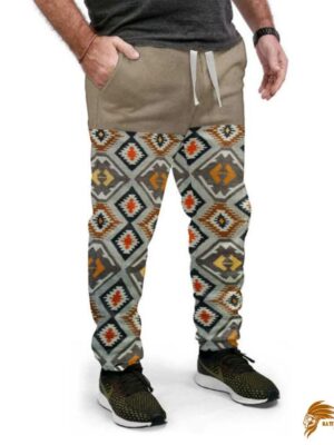 Fashionable Brown Native Pattern Sweatpants