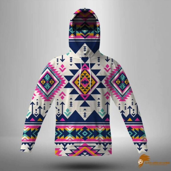 Fleece Pink Pattern Native American 3D Hoodie With Mask