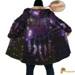 Galaxy Purple Horn Button Long Fleece Windbreaker