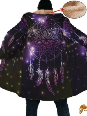 Galaxy Purple Horn Button Long Fleece Windbreaker