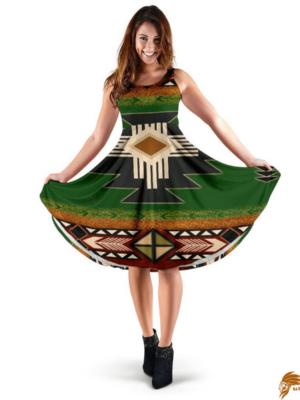 Green Indigenous Green Native American 3D Dress