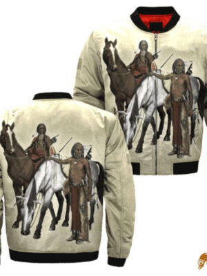 Horse Great Plains Indians Native American Bomber Jacket - JKNATIVE