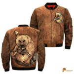 JKNATIVE Tribal Bear Native American Bomber Jacket