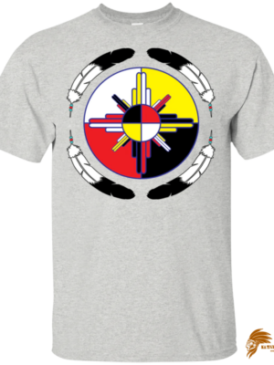 Medicine Wheel Feather Native American T-shirt with Unique Design