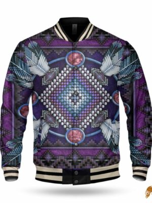 Men's Dark Purple Native American-Inspired Jacket by Naumaddic Arts