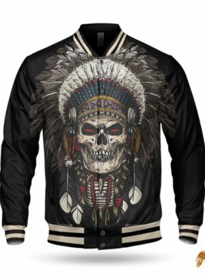 Men's Feather Chief Skull Native American Coat