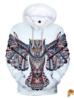 Mystic White Owl Symbol Native American All Over Hoodie