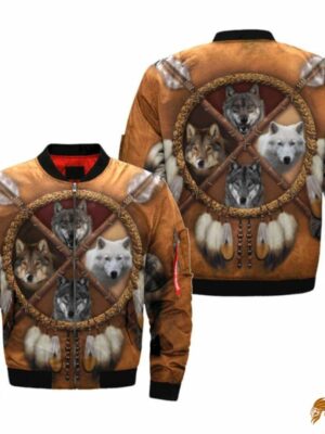 Native American 4 Wolves Dream Catcher Coat